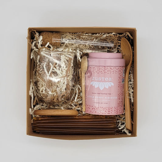 Gift Box #1 - Tea - Honey - Mug - Infuser - Spoon - Coaster. Justea, Infusions and more, Glory bee, Organic. Double wall cup mug tumbler I&m