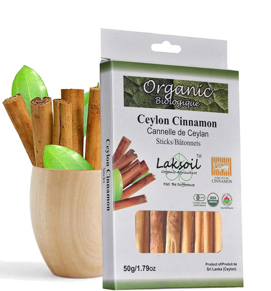 Laksoil - Certified ORGANIC C-5 Ceylon Cinnamon Sticks 50g/1.79oz