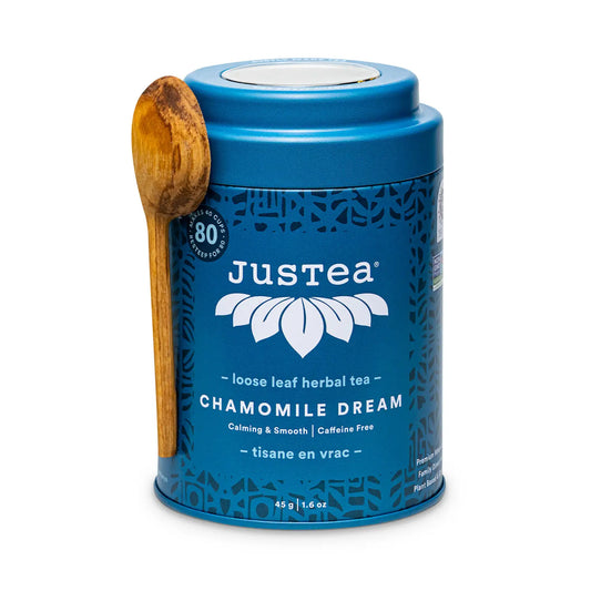 JUSTEA - Chamomile Dream Tin & Spoon - Organic, Fair-Trade Herbal Tea