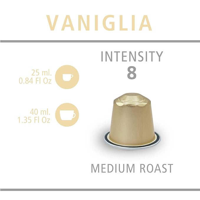 120 Vanilla Nespresso Original Compatible Coffee Pods Daniels Blend Espresso Aluminum Capsules Compatible with Nespresso 120 Coffee Pods Single Server Kosher Certified Vaniglia Vanilla Flavor Flavored Infused