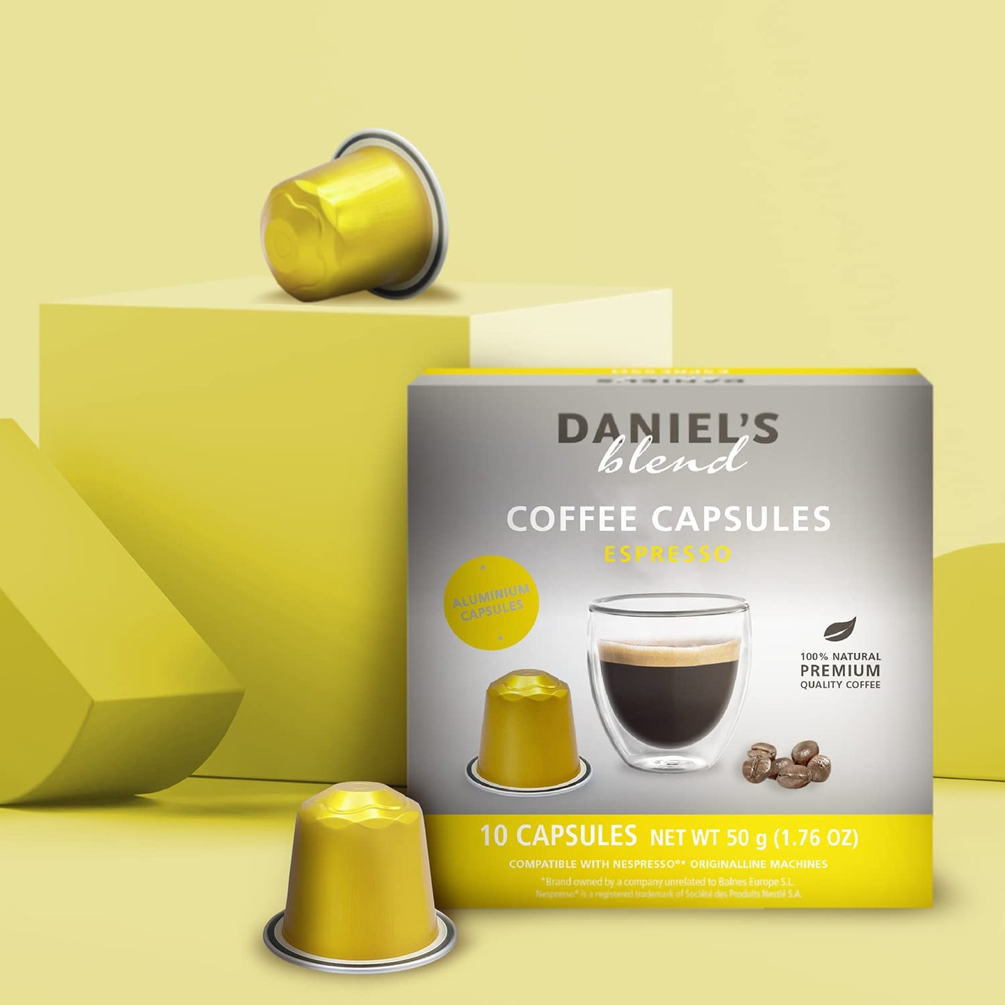 120 Espresso Nespresso Original Compatible Coffee Pods Daniels Blend Single-Serve Aluminum Coffee Pods Compatible with Nespresso Machine, Kosher Certified, 120 Pods (Espresso, 120 Pods)