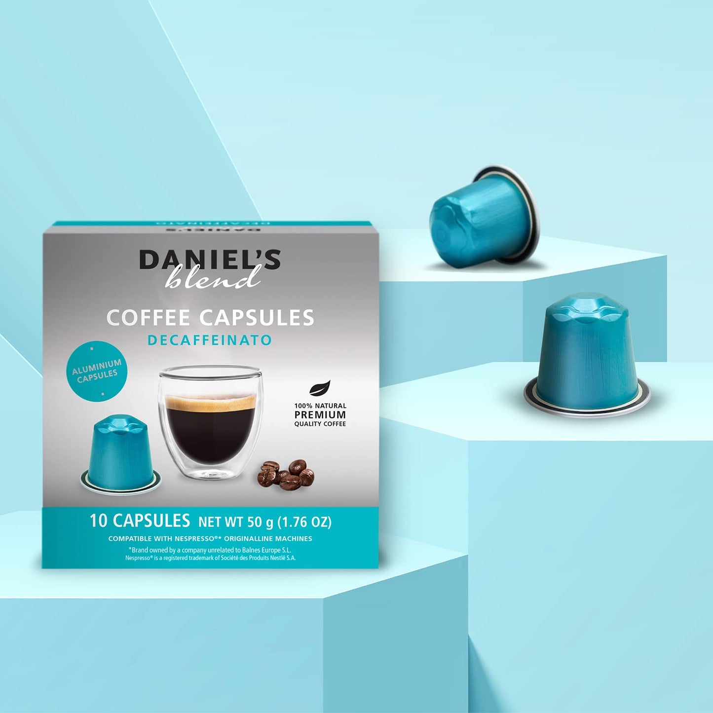 120 Decaf Nespresso Original Compatible Coffee Pods Daniels Blend Espresso Aluminum Capsules Compatible with Nespresso 120 Coffee Pods Single Server Kosher Certified Decaffeinato Decaf Decaffeinated