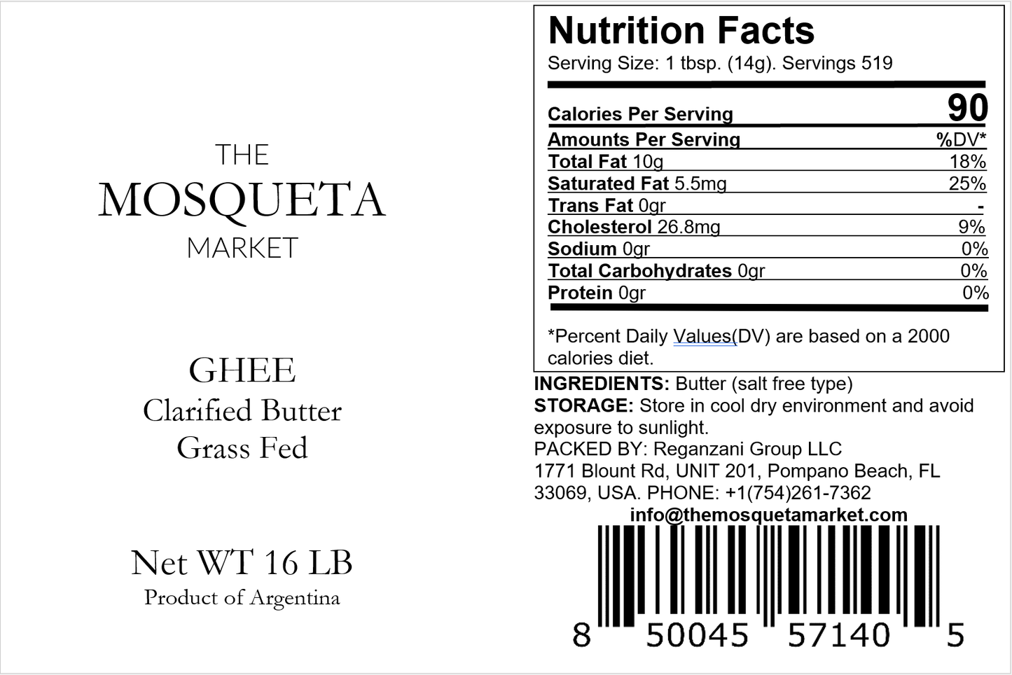 16lb Pail - 256oz - Ghee - Clarified Butter - Grass Fed - 2 Gallon - $5.84/lb -  Bulk - Bakers - Cooking - Restaurant - Keto - Paleo- Butter Oil