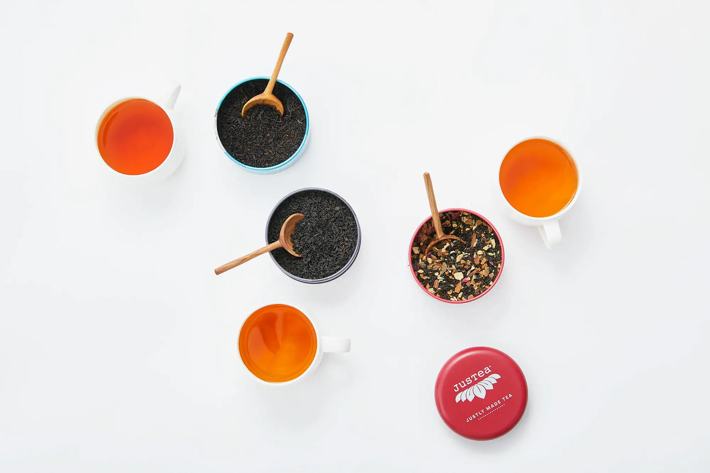 JUSTEA - Black Tea Trio Tin & Spoon - Organic, Fair-Trade Tea